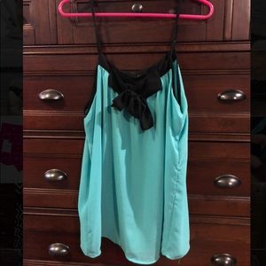 Teal, flowy tank top. Poof brand